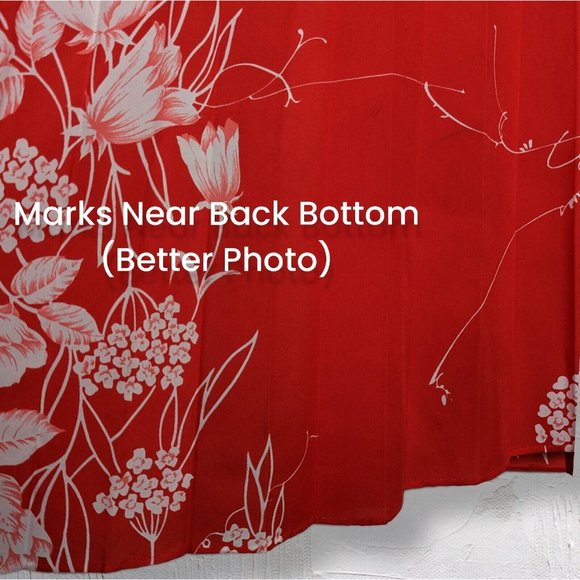 Stunning Vintage Pleated Hawaiian Accordion Caftan Dress Bright Red Floral OSFM - Picture 10 of 12